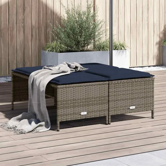 vidaXL Tuinstoelen met kussens 4 stuks grijs polyrotan, foto 2