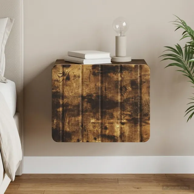 vidaXL Wandbeugel Bedkast Gerookt eiken 33 x 34,5 x 24 cm Bewerkt hout, foto 2
