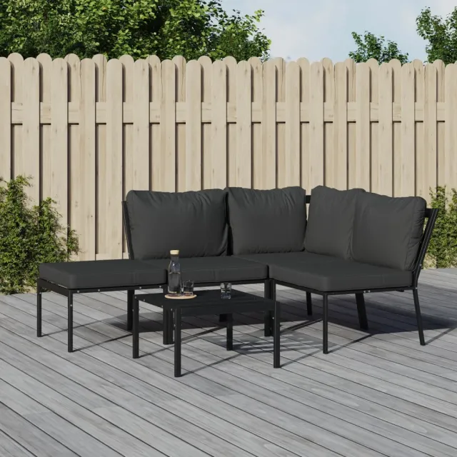 vidaXL 5-delige Loungeset met kussens staal grijs, foto 2