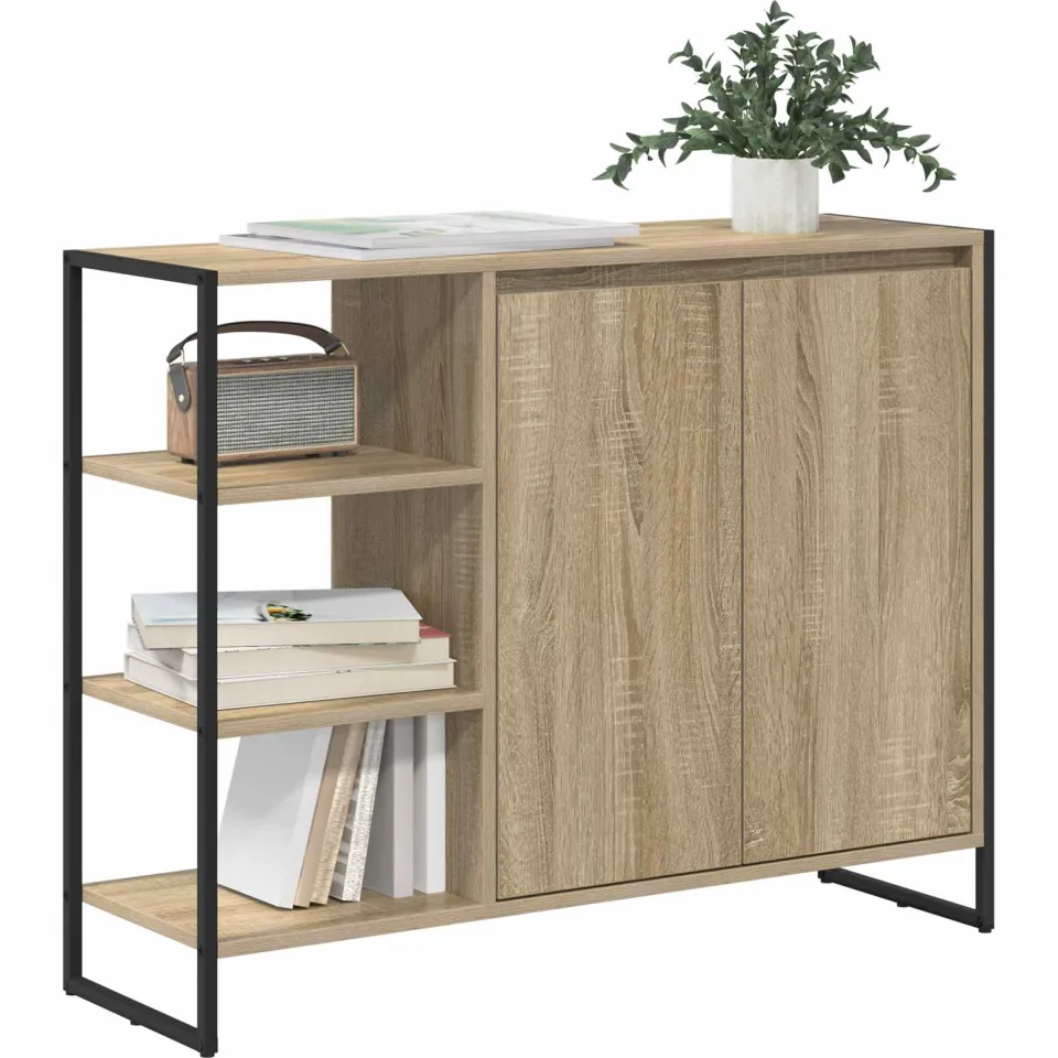 vidaXL Bijzetkast Sonoma Eiken 96.5 x 30 x 75 cm Bewerkt hout Bruin