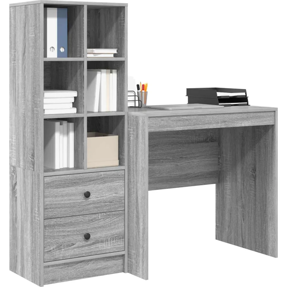 vidaXL Bureau Grijs Sonoma 125,5 x 50 x 127 cm 2 st