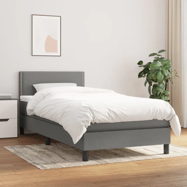 vidaXL Boxspring met matras stof donkergrijs 80x200 cm grijs