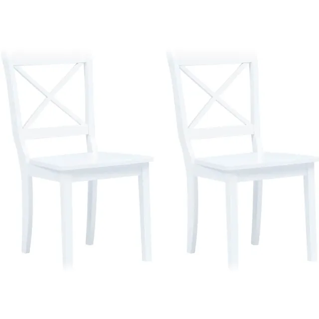 vidaXL Eetkamerstoelen 2 st massief rubberwood wit, foto 2