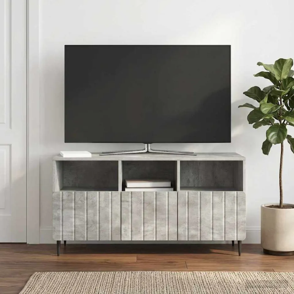 vidaXL TV-kast met lade Betongrijs 102 x 34,5 x 50 cm Bewerkt hout grijs, foto 4