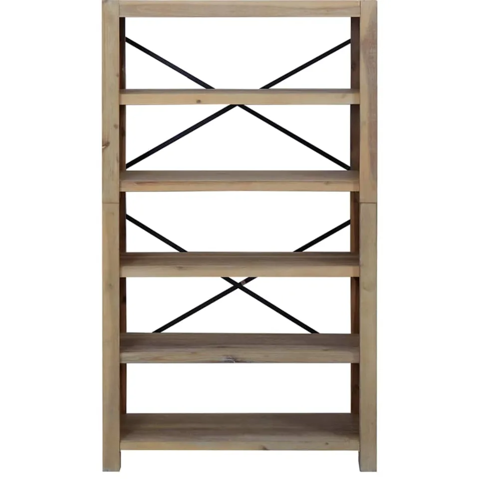 vidaXL Boekenkast met 5 schappen 80x30x140 cm massief acaciahout Bruin