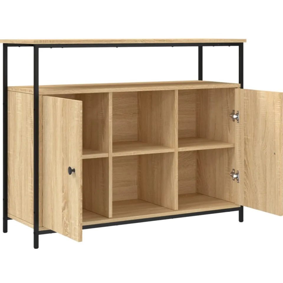 vidaXL Dressoir Sonoma Eiken 100x35x80 cm Bewerkt Hout Bruin