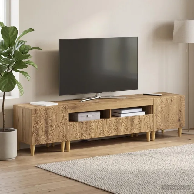 vidaXL 3-delige LED TV-kast DELFT Artisanaal eiken Bewerkt hout, foto 2