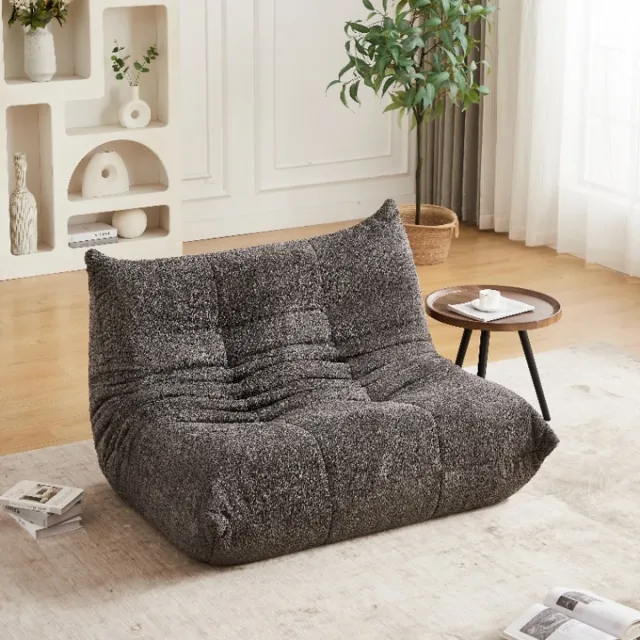 Welltin Fauteuil - 2-zitsbank - Relaxfauteuil - gestoffeerde bank - Zitzak stoel - Comfortabele TV-stoel - Leesstoel - Ergonomisch - Elastische spons - Modern design - Chenille - Grijs