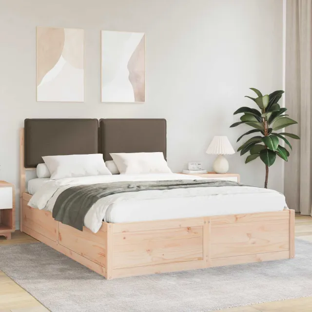 vidaXL Bedframe met Gevoerd Hoofdgedeelte Taupe 150 x 200 cm