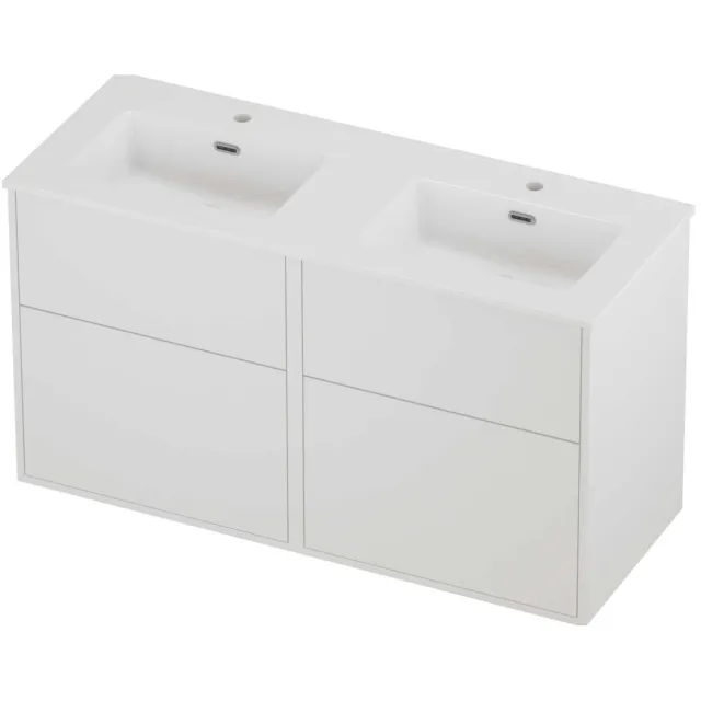 Proline Tribute Badmeubelset Porselein Elegant Voor Grepen 120x46x67 cm Glans Wit Mat White Mat Wit