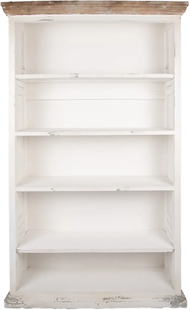 Clayre & Eef Boekenkast Verstelbare Planken 116x36x195 cm Wit Hout