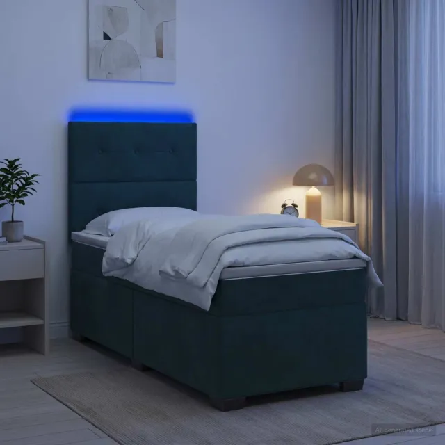 vidaXL Boxspringbed met matras Donkergroen 90 x 190 cm Fluweel