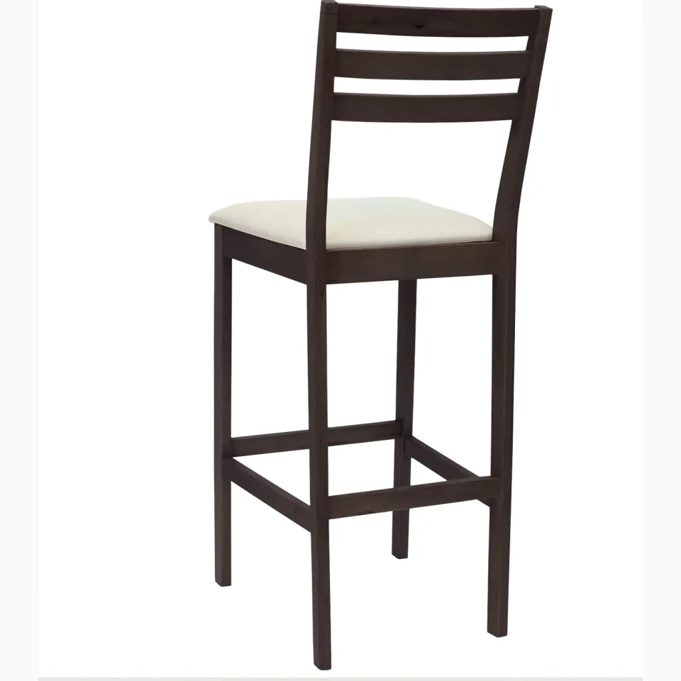 vidaXL Barkruk 2 st Lichtbruin en Beige Massief Rubberhout en Stof, foto 4