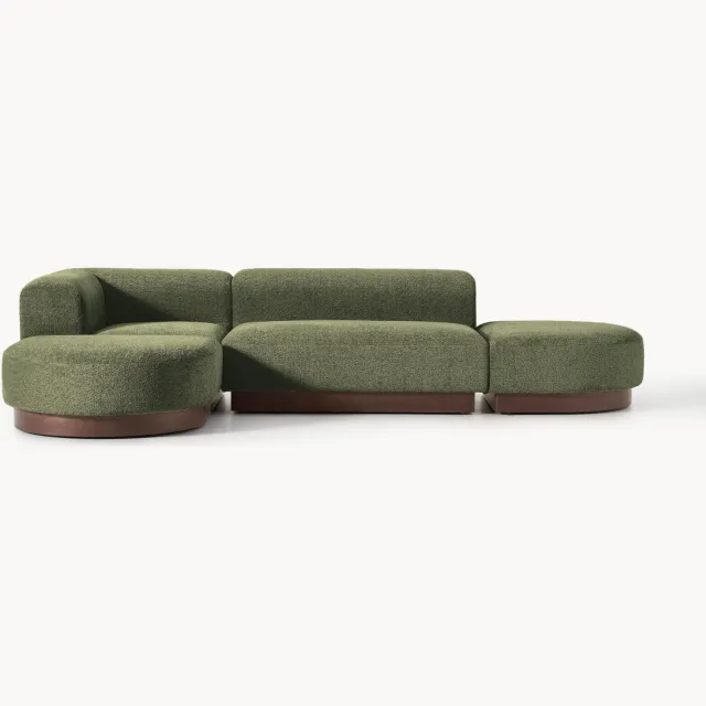 Westwing Collection Modulaire hoekbank Natalie van teddy-bouclé Groen