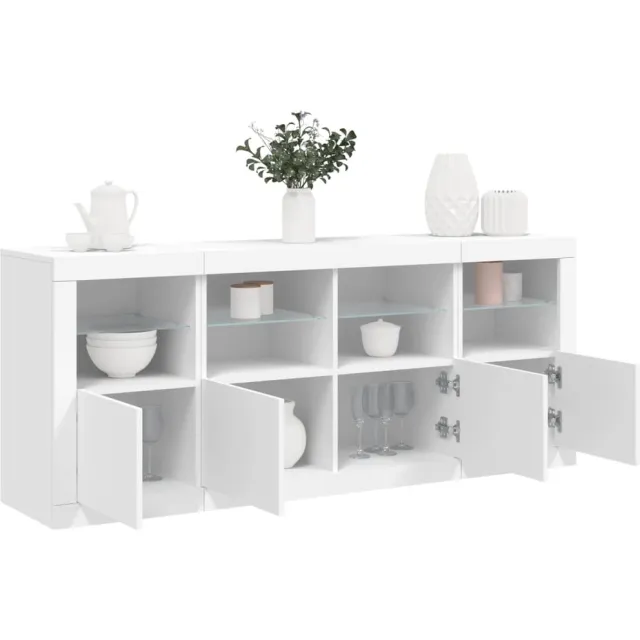 vidaXL Dressoir met LED-verlichting 163x37x67 cm wit