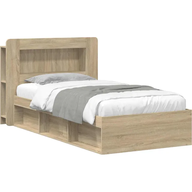 vidaXL Bedframe met opslag Sonoma Eiken 80 x 200 cm Bewerkt hout Bruin