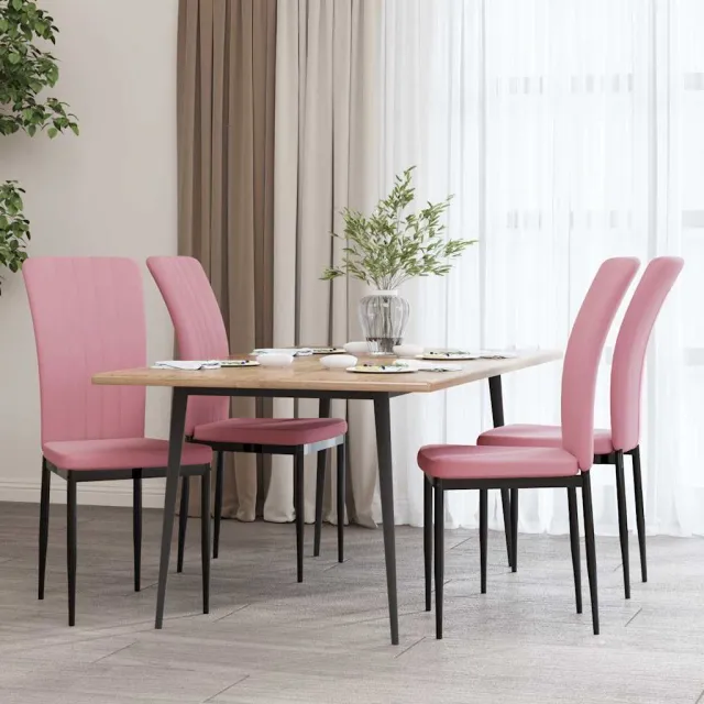 vidaXL Eetkamerstoelen 4 st fluweel roze, foto 2