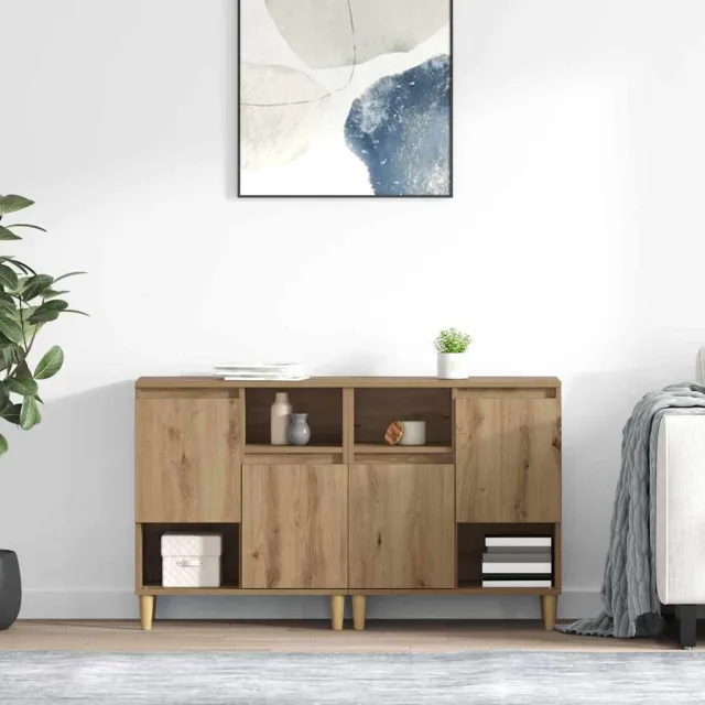 vidaXL Dressoirs 2 st Artisan Eiken 60 x 35 x 70 cm Bewerkt hout, foto 2