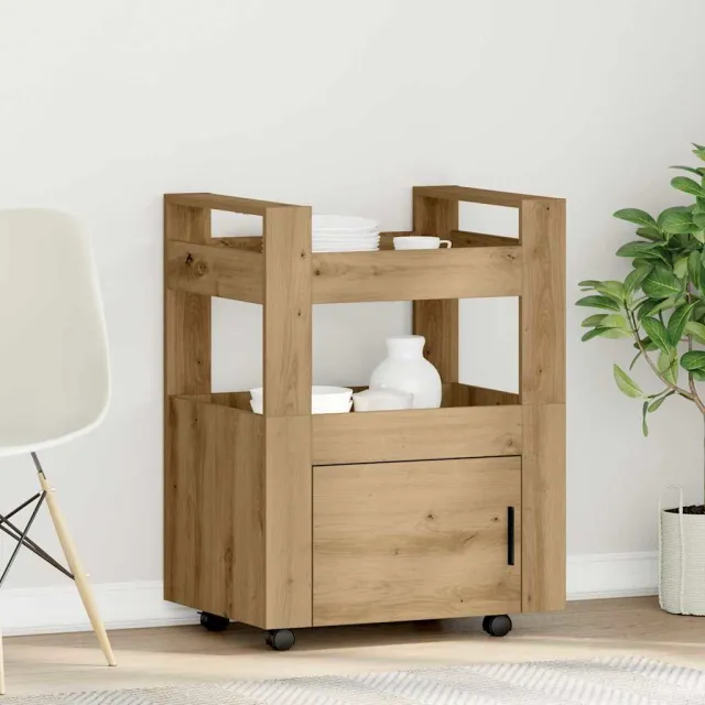 vidaXL Keuken Trolley artisanaal eikenkleurig 60 x 45 x 80 cm Bruin