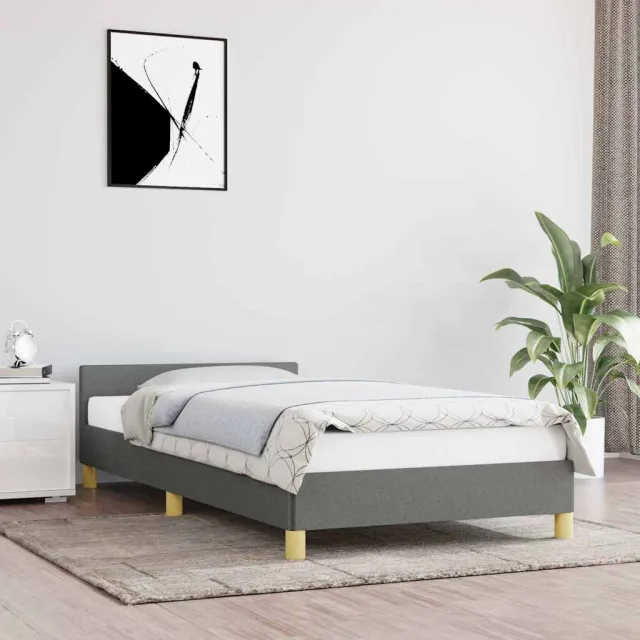 vidaXL Bedframe zonder matras 90x200 cm stof donkergrijs