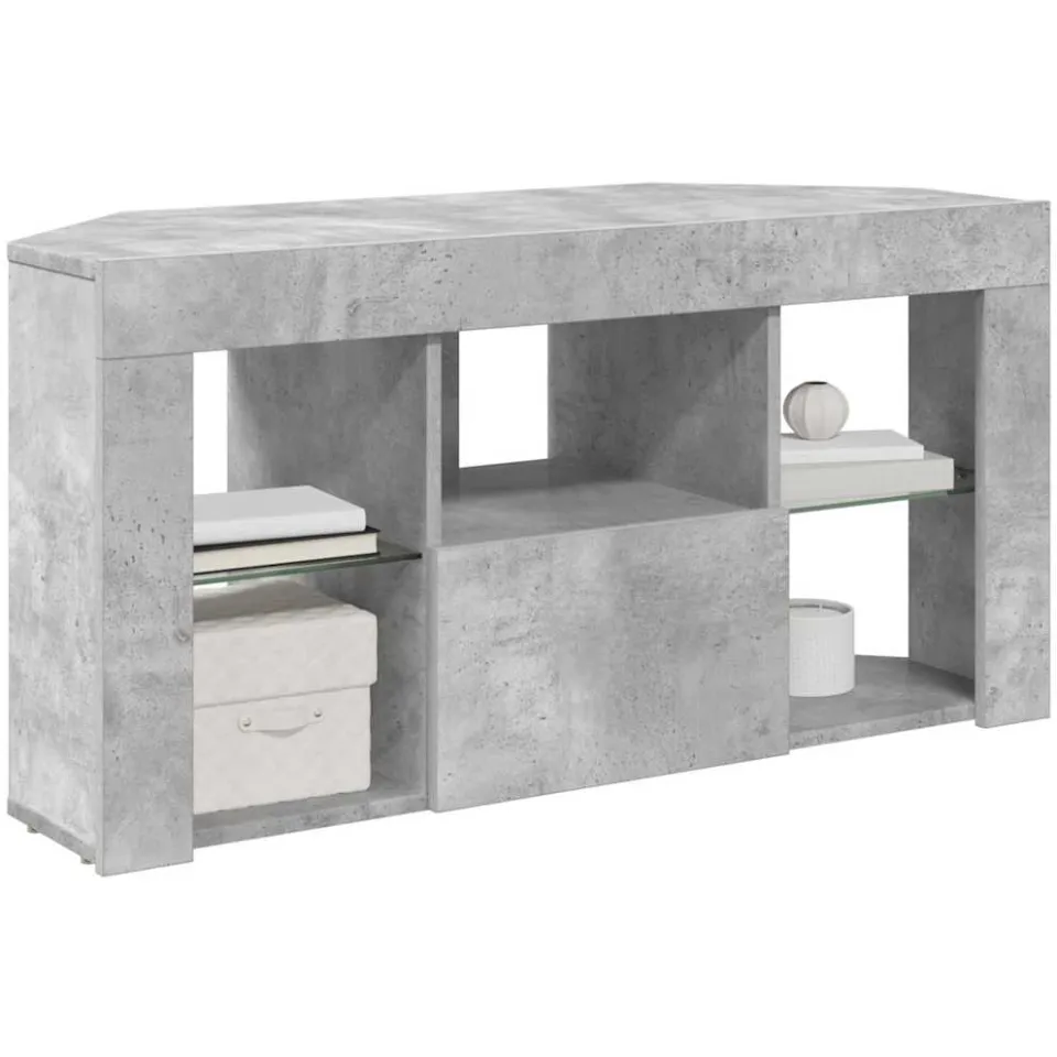 vidaXL Hoek LED TV Kast 100 x 40 x 50 cm Beton Grijs Bewerkt hout