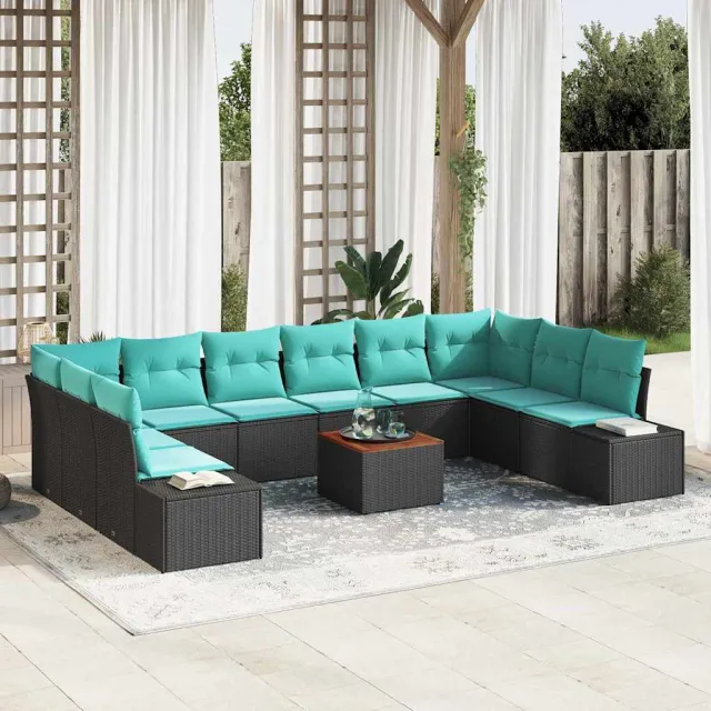 vidaXL Tuin Sofa Set 11 st Zwart en turquoise, foto 2