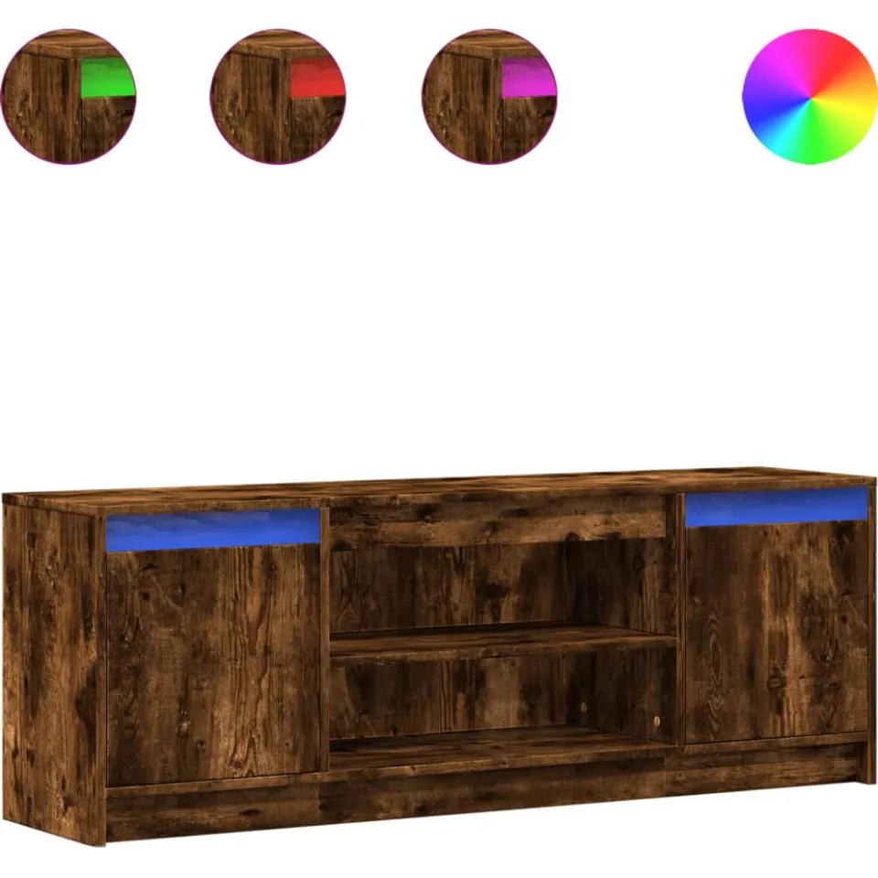 vidaXL Tv-meubel met LED 139,5x34x50 cm bewerkt hout gerookt eiken, foto 3