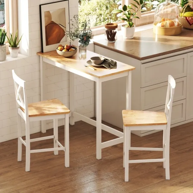 CHICFURN Bartafel - 2 personen - compact - wit frame - eikenlook en wit