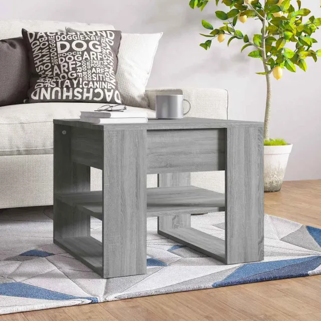 vidaXL Salontafel 55,5x55x45 cm bewerkt hout grijs sonoma eikenkleurig, foto 2