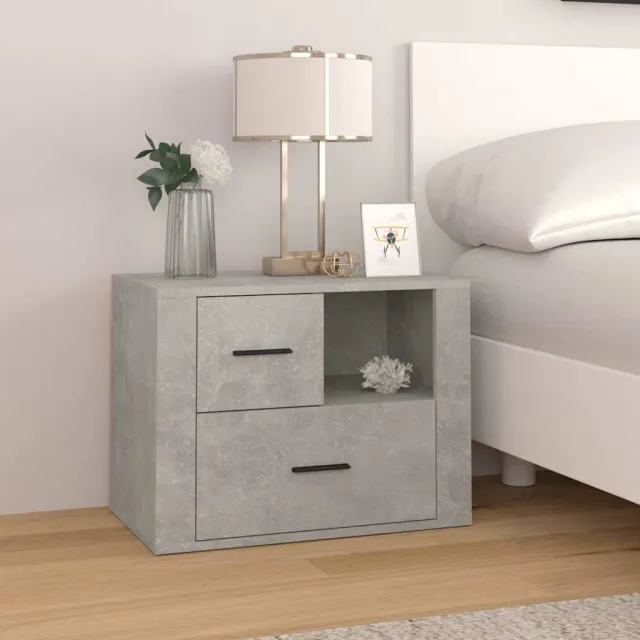 vidaXL Nachtkastje 60x36x45 cm bewerkt hout betongrijs grijs, foto 2