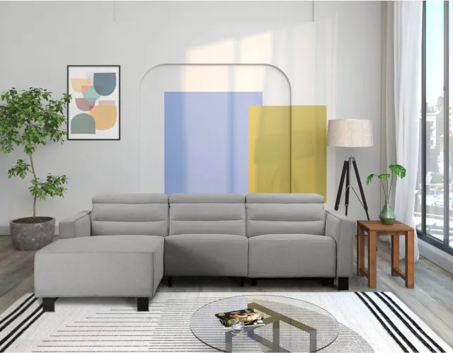 Notio Living Carpari-Hoekbank - Handmatig - Lichtgrijs Stof