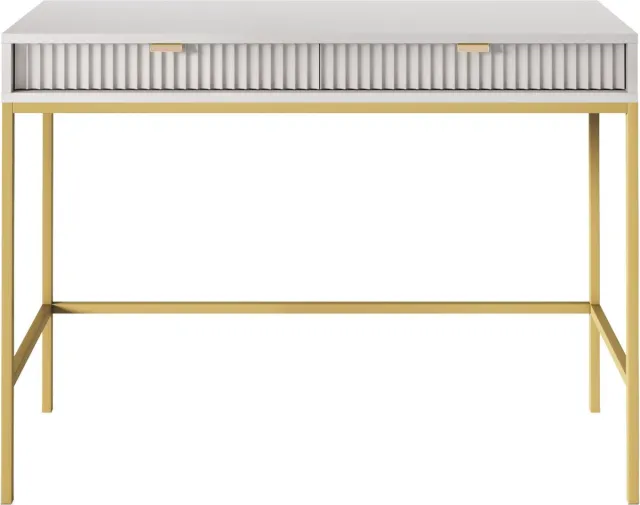 Selsey Vellore - Toilettafel 104 cm - grijs met geribbelde fronten en gouden frame