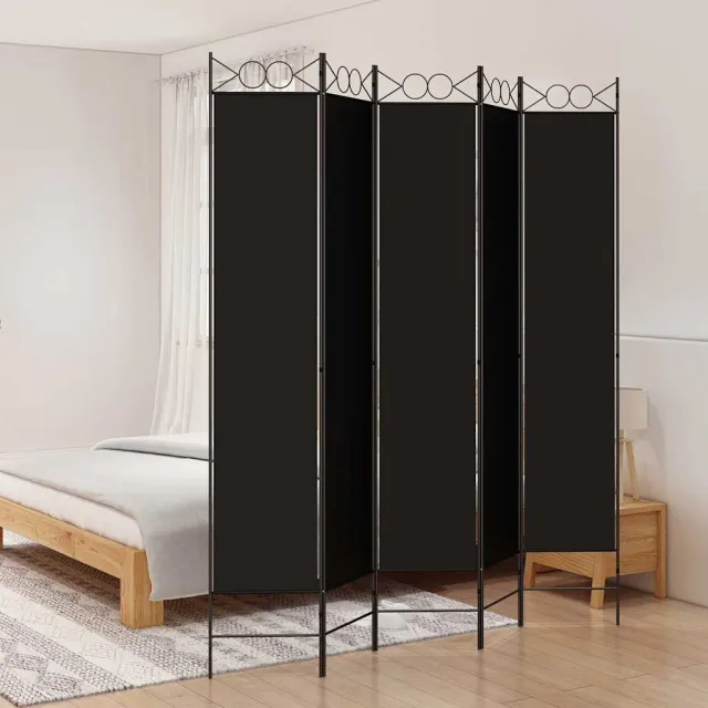 vidaXL Kamerscherm met 5 panelen 200x200 cm stof zwart, foto 2
