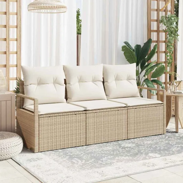 vidaXL Bankstel 3 st Beige poly rattan, foto 2