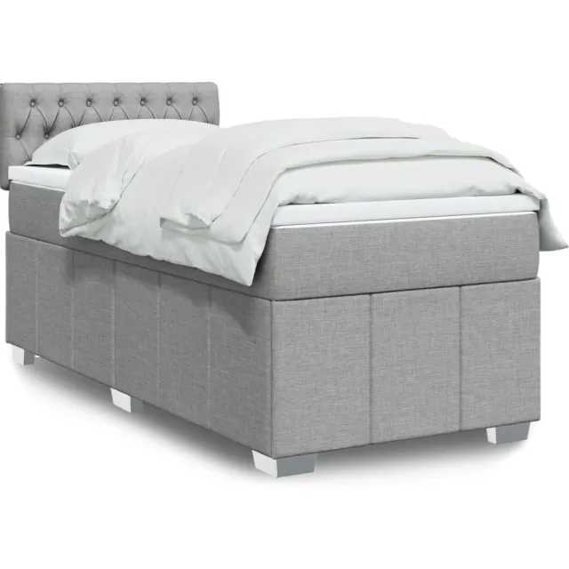 vidaXL Boxspring met matras stof lichtgrijs 80x200 cm grijs