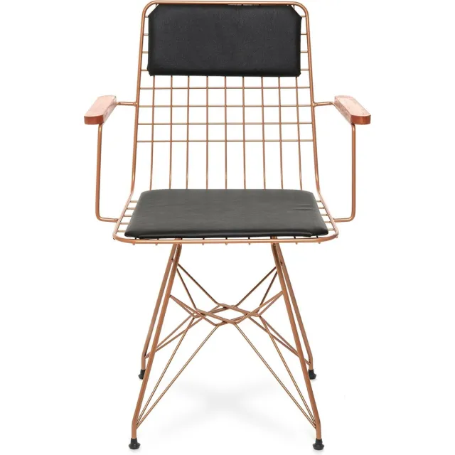 Musson Wire Chair - Draadstoel - eetkamerstoel Brons - 82x45x56 - designstoel arm leuning - Wire Chair - Luxe stoel