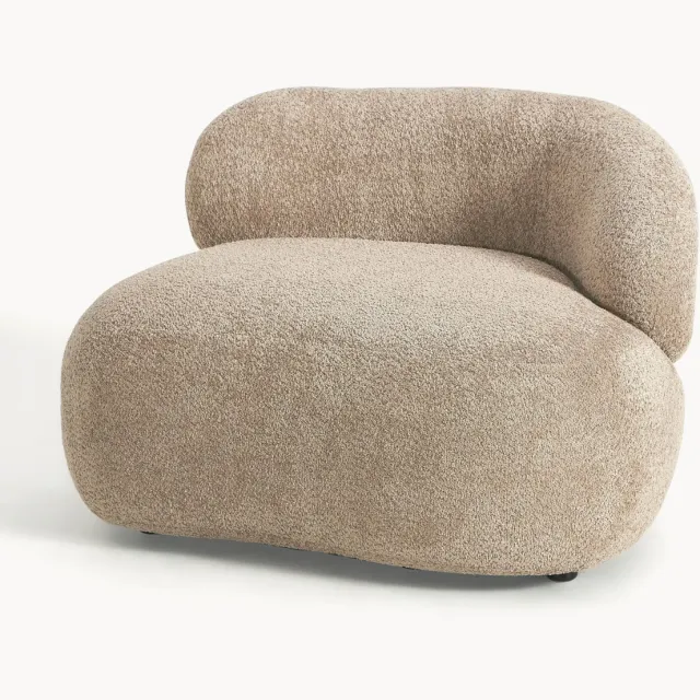Westwing Collection Loungefauteuil Alba van teddy bouclé Beige