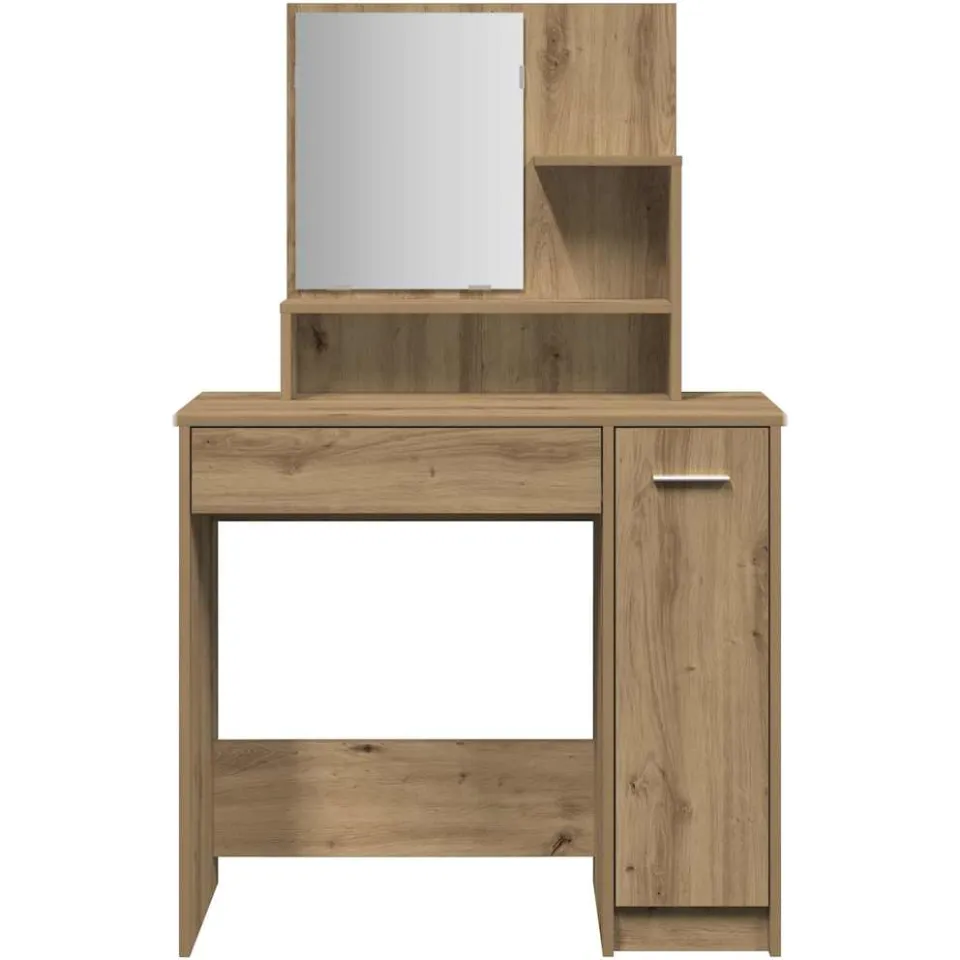 vidaXL Kaptafel met spiegel 86,5x35x136 cm artisanaal eikenkleur, foto 3