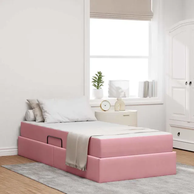 vidaXL Opbergbed met matras met opslag Roze 100 x 200 cm Fluweel