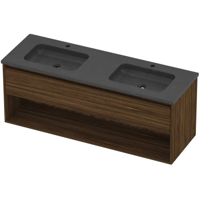 Proline Rollo Badmeubelset Hardsteen Elegant Schap 140x46x54 cm Blue Stone Cabana Oak Eiken