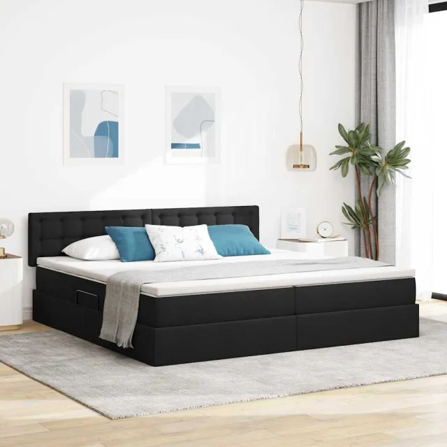 vidaXL Opbergbed met matras met hoofdeinde Zwart 200 x 200 cm fluweel