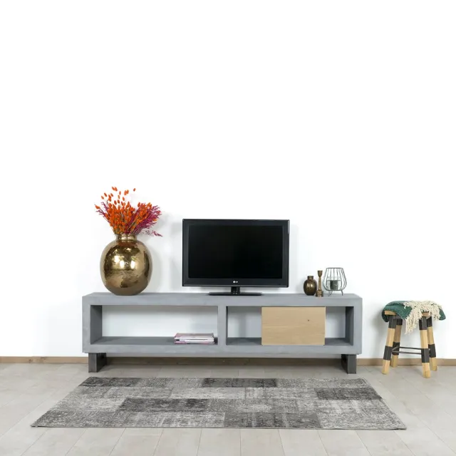 Betonlook TV meubel Harvey met stalen poten
