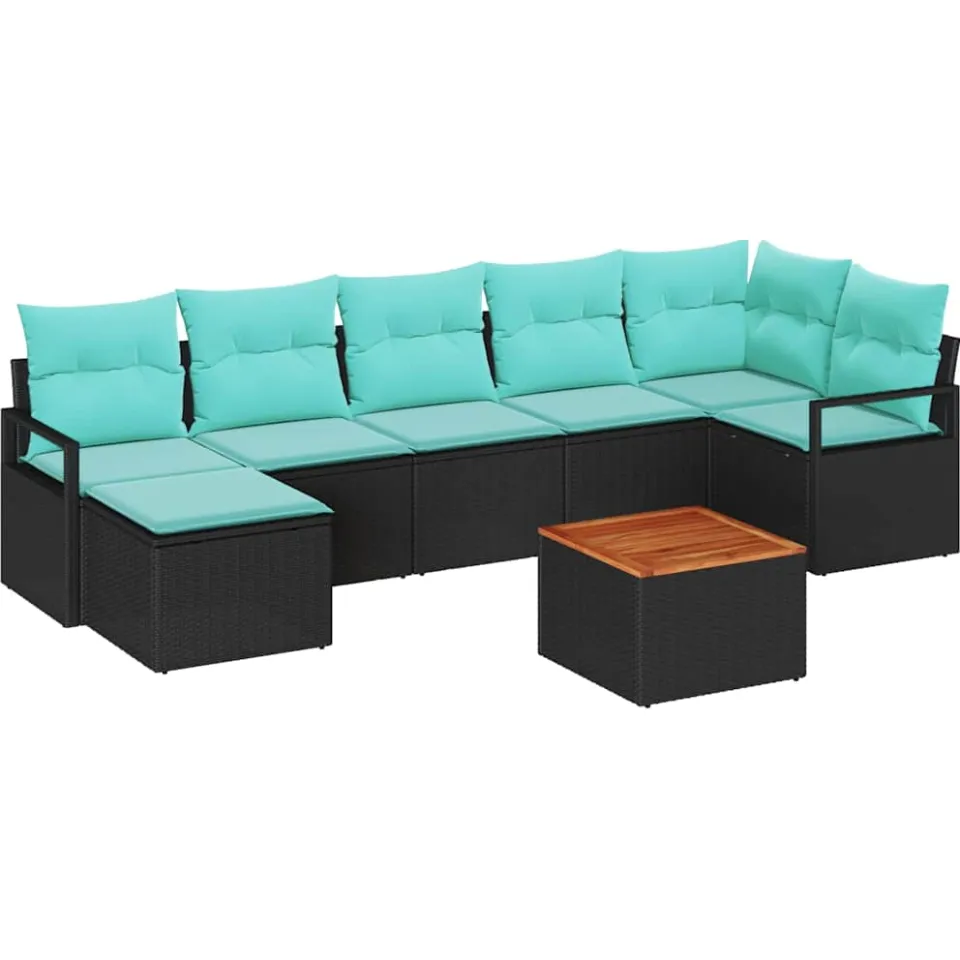 vidaXL Tuinbankenset 8 st Zwart poly rattan