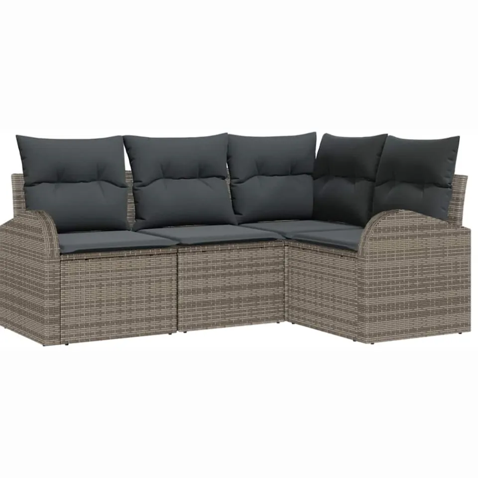 vidaXL Tuinbankenset 4 st Grijs poly rattan