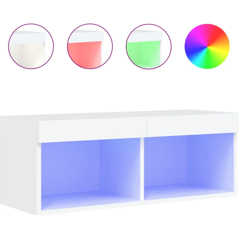 vidaXL Tv-meubel met LED-verlichting 80x30x30 cm wit, foto 3