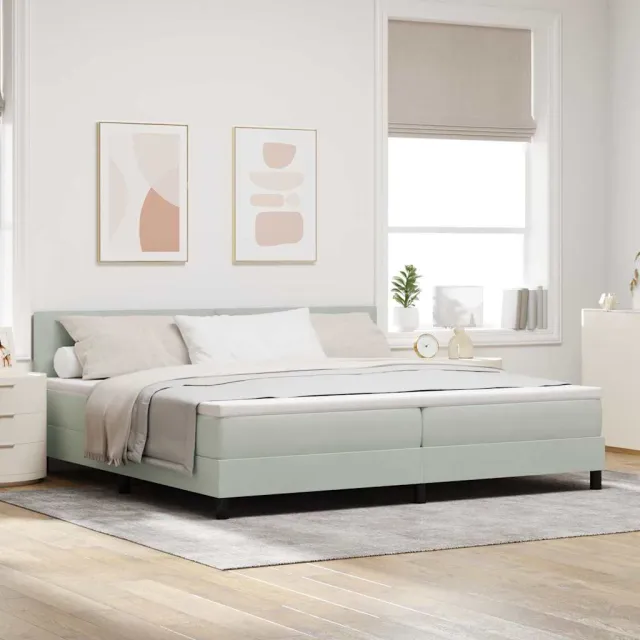 vidaXL LED Box Spring Bed Lichtgrijs 200 x 200 cm Fluweel