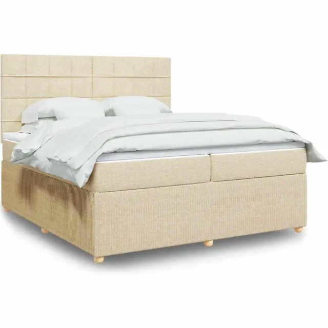 vidaXL Boxspring met matras stof crèmekleurig 200x200 cm