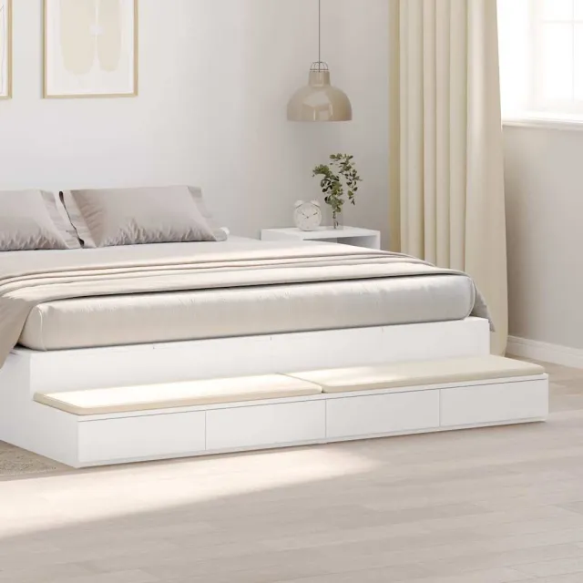 vidaXL Bedlades Wit 200 x 36,5 x 16,5 cm Bewerkt hout
