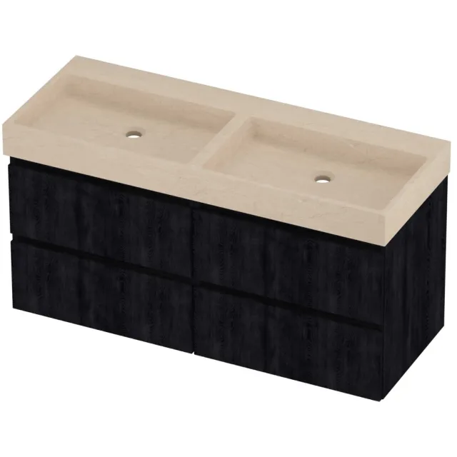 Proline Evoli Badmeubelset Hardsteen Loft Dubbel 120x46x62 cm Sand Stone Charcoal Oak Eiken