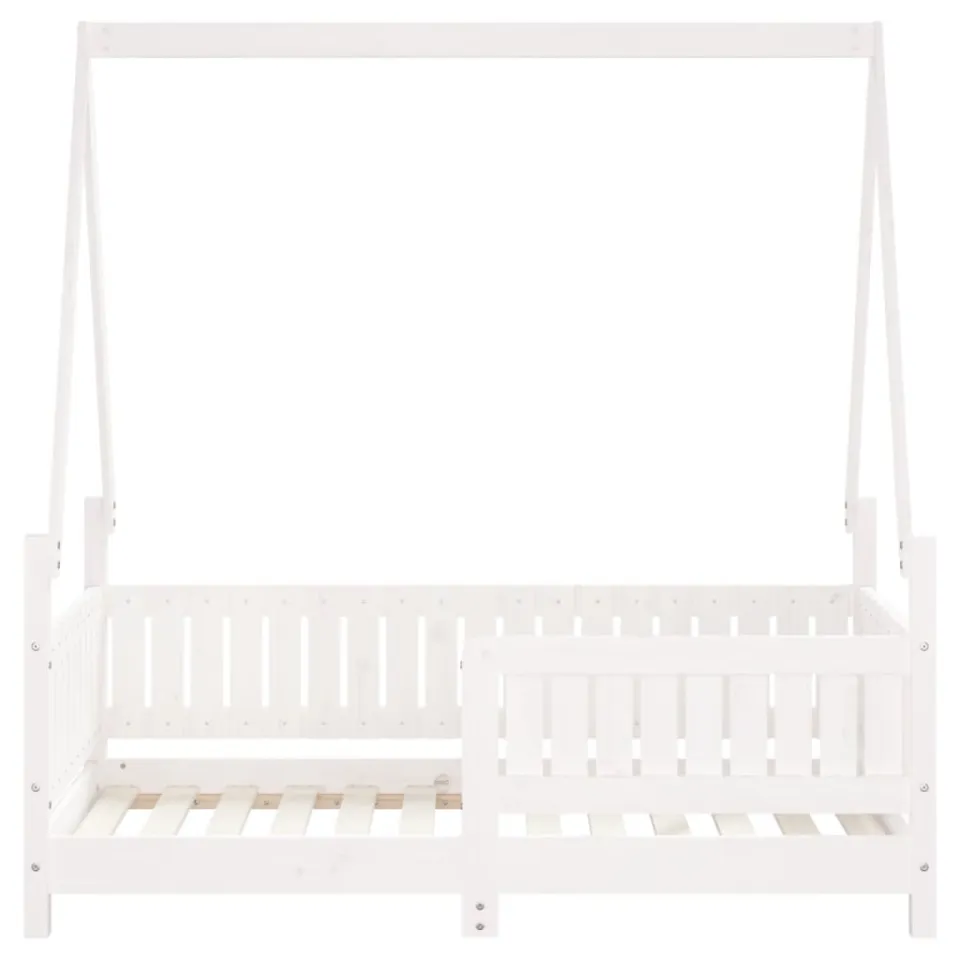vidaXL Kinderbedframe 70x140 cm massief grenenhout wit, foto 3